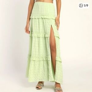 Lulu's Light Green Maxi Skirt